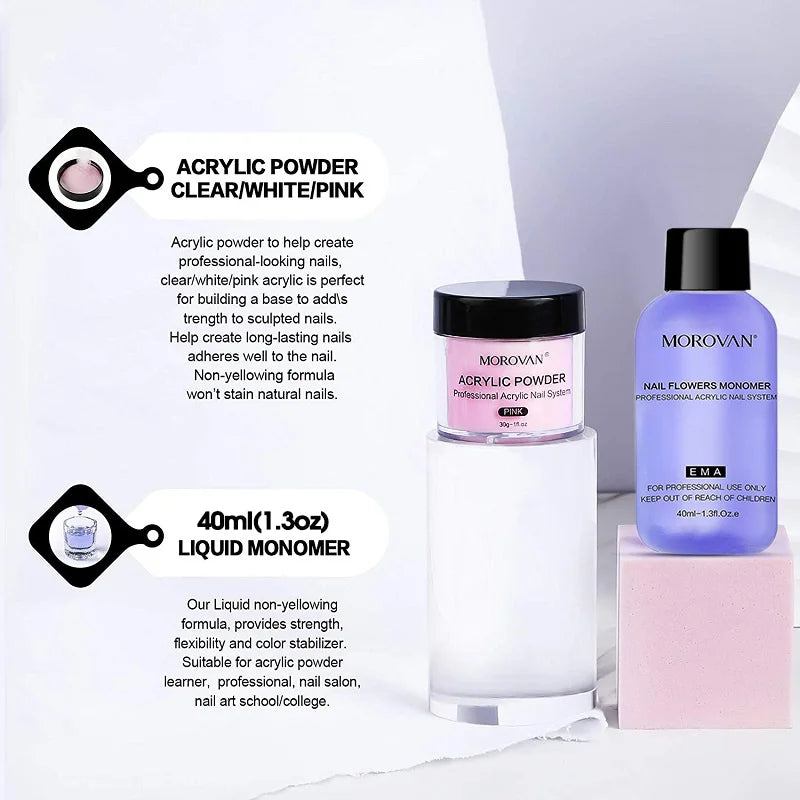 Moro√an Acrylic Powder Liquid Monomer for Acrylic Nail Extensions ✨