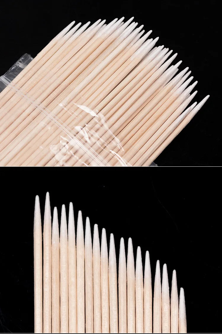 100Pcs Nails Wood Swab ✨