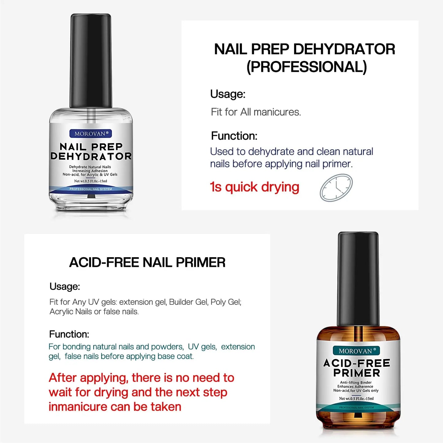 Natural Nail Dehydrator and Acid-Free Primer for Acrylic and Gel Nail Polish ✨