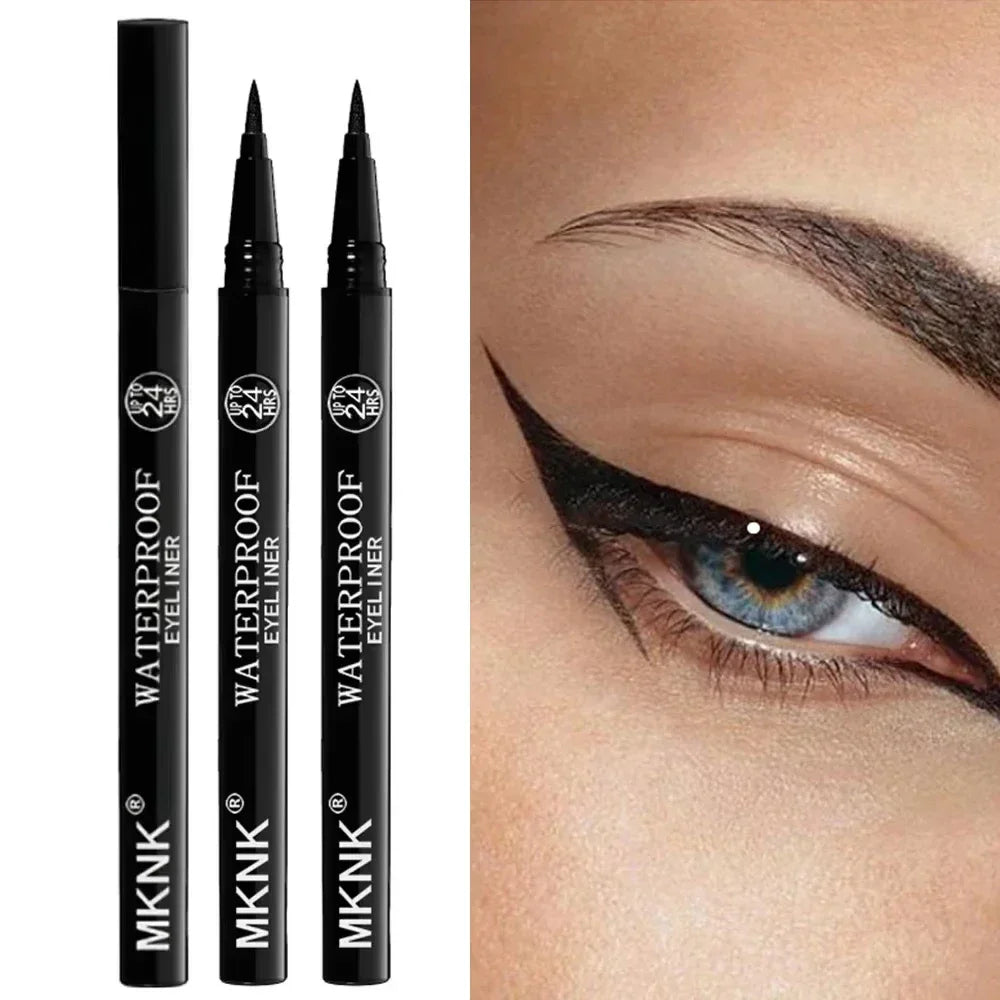 MKNK 3Pcs Waterproof & Sweat-Proof Black Eyeliner Set ✨