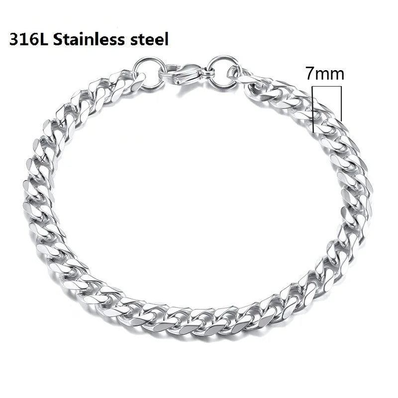 Stainless Steel Cuban Chain Link Bracelet ✨