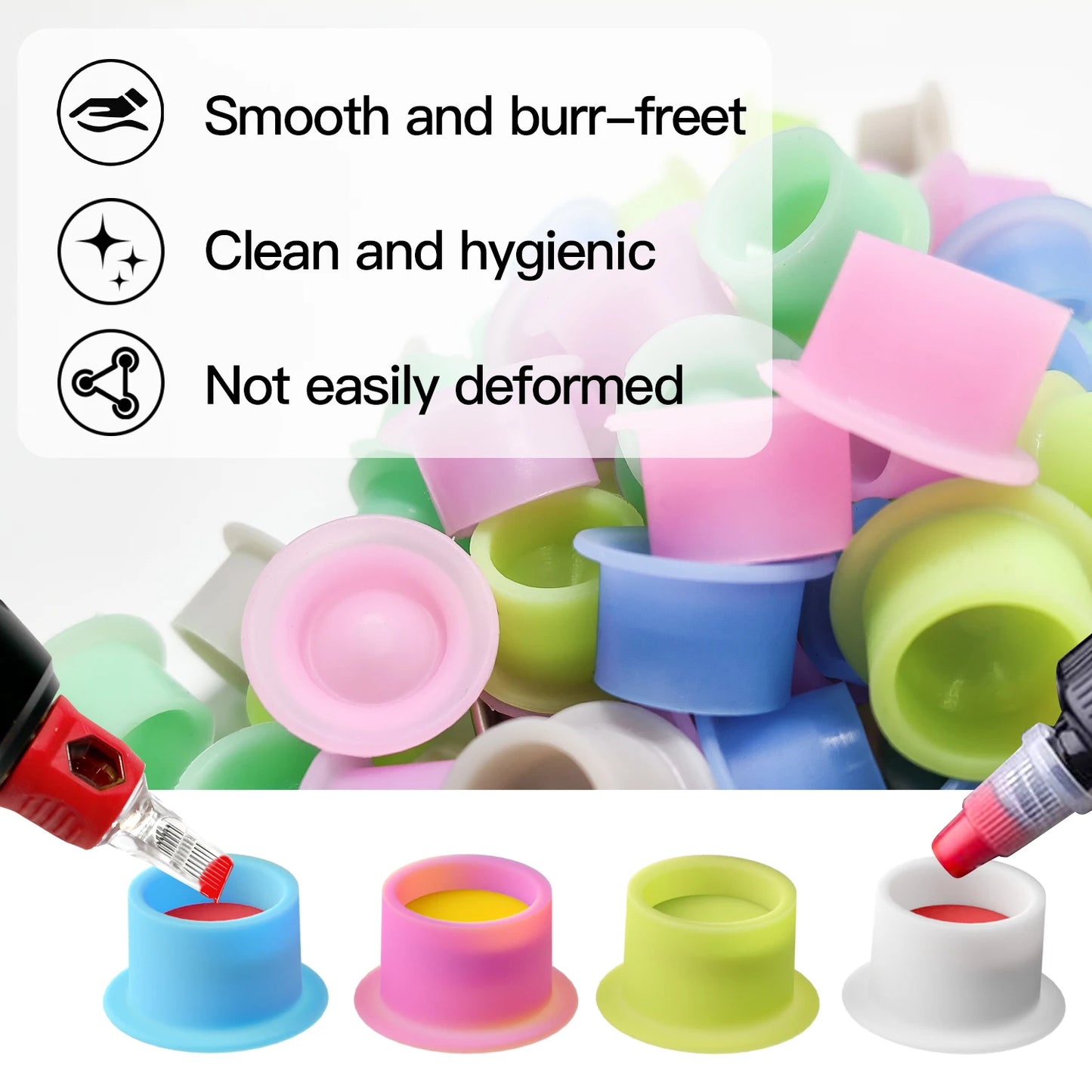 100pcs Disposable Silicone Ink Cups ✨