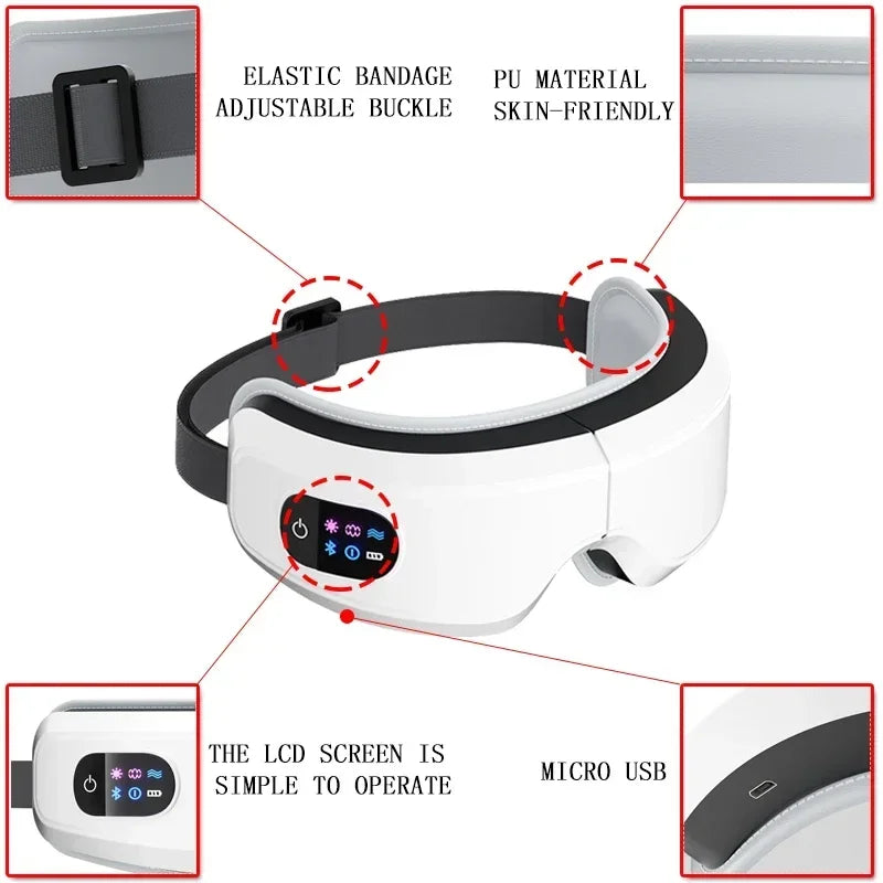 4D Bluetooth Eye Massager W/ Air Bag Deerskin Technology 🛜